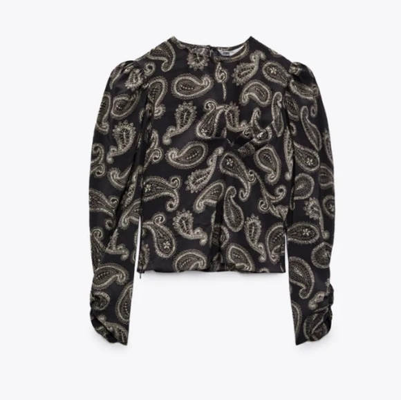 ZARA printed paisley long sleeves top size Medium  NEW - Picture 7 of 15
